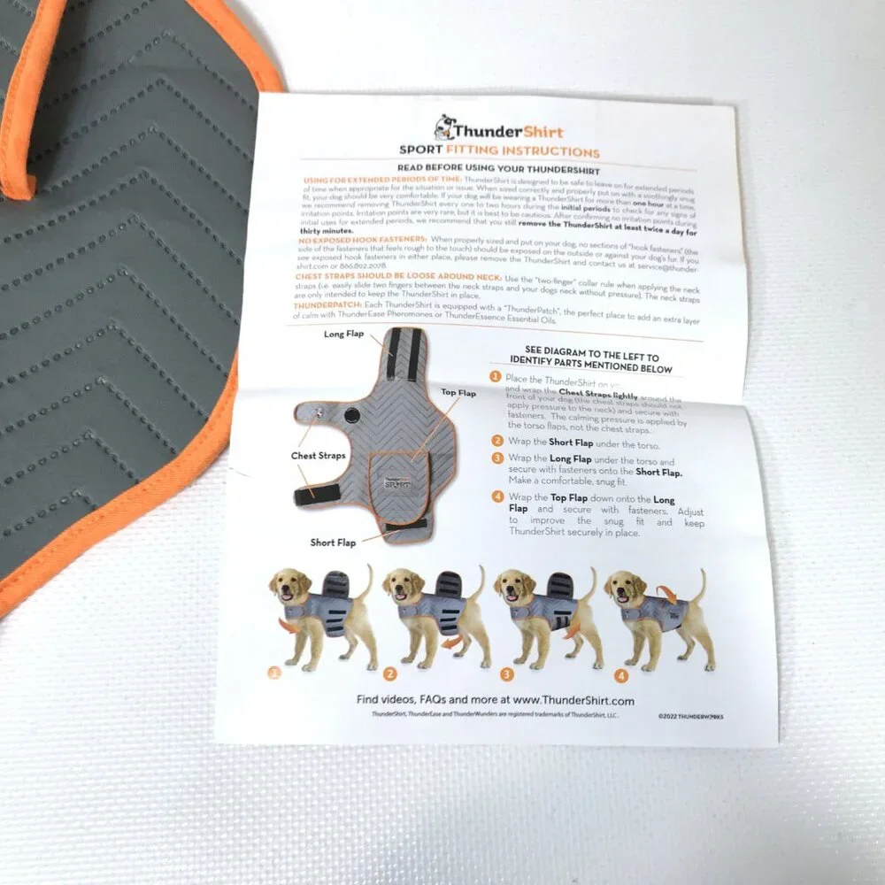 ThunderShirt Dog Harness Anxiety Relief Size M Gray Orange